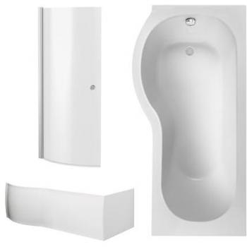 Balterley P Shape Bathtub with Front Panel and Screen