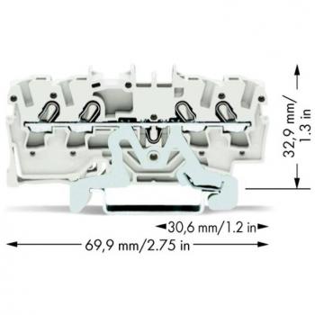 WAGO 2002-1408 4-Wire Shielded Terminal Block, 2.5mm²