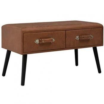 VidaXL Dark Brown Faux Leather Storage Seat with Drawers, 80 cm