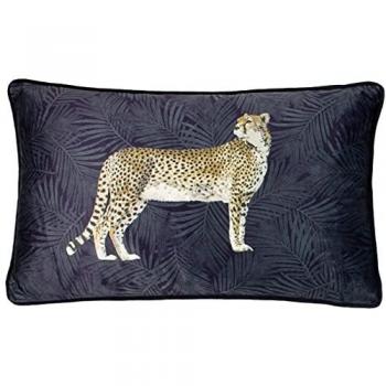 Cheetah Forest Velvet Boudoir Cushion Navy