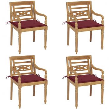 Conjunto de 4 Cadeiras Batávia com Almofadas de Teca