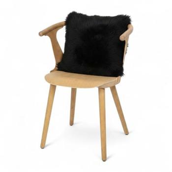 Black Real Wool Sheepskin Throw Pillow 40 cm × 40 cm – Infinity Luxury