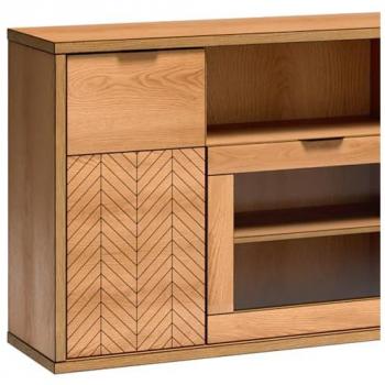 Lomadox Eichen-Sideboard FABRIANO-161, modernes Highboard mit Glasausschnitt