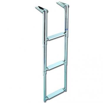 Stainless Steel Trem 30x37‑87.5 cm Telescopic Ladder – 3 Steps, Grey, Unisex