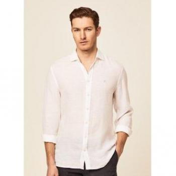 Hackett Lino Slim Blusa Masculina Blanca