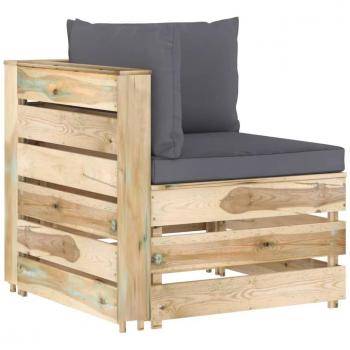 Sectionnel d'angle avec coussins en bois vert vidaXL