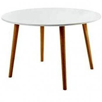 Table de Salle à Manger Oratello, Bois, D120cm, Finition Blanche