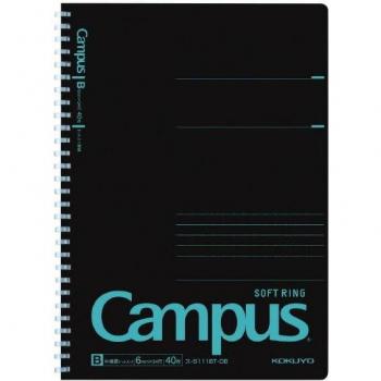 Campus Dotty Ring Notebook, 40 Sheets, Black/Blue, B‑Ruled, Semi‑B5