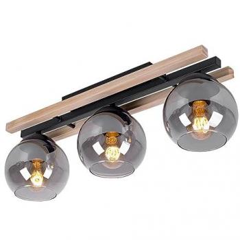 3-flammige Schlafzimmerlampe aus Metall und Holz