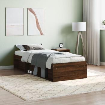 Vidaxl Bed Frame without Mattress Brown Oak 75x190 cm Small Single