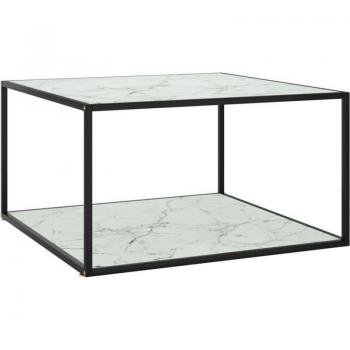Mesa de Centro Elegante Prolenta con Vidrio de Mármol