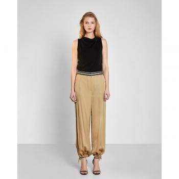 Pantalón ancho de satín con bajo ajustable y cierre con ganchos y cremallera oculta (para mujer)