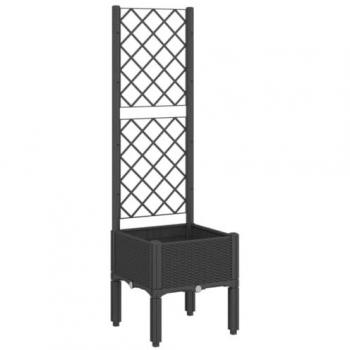 Giardino a Terra: Fioriera Aiuola Rilassata con Traliccio, Dimensioni 40x40x142 cm – PP Nero