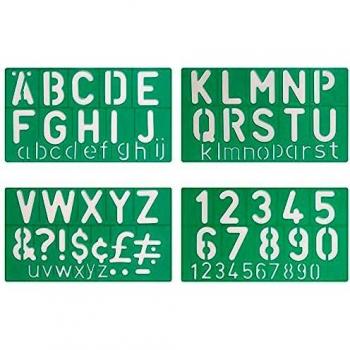 Linex 8550 Lettering Stencils 4-piece, Standard, Letter Height 50 mm, Upper/Lowercase