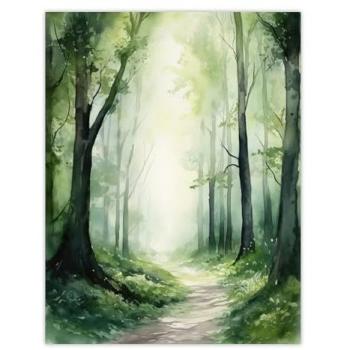 Forest Trees: Sage Green Springtime – 24” W × 32” Watercolour Print by Kath Raymond