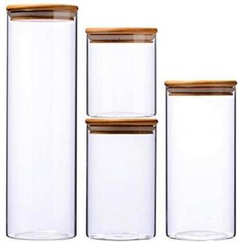 Pack de 4 Bocaux Alimentaires en Verre avec Couvercles Étanches