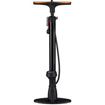 Pompe à pied Relaxdays, manomètre intégré, tête double, compatible avec toutes les valves, adaptateur, 60 cm, noir