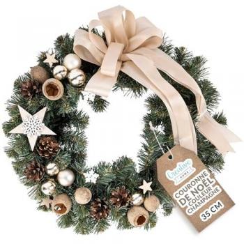 Künstlicher Weihnachts-Türkranz “Sternenfunken” – 35 cm