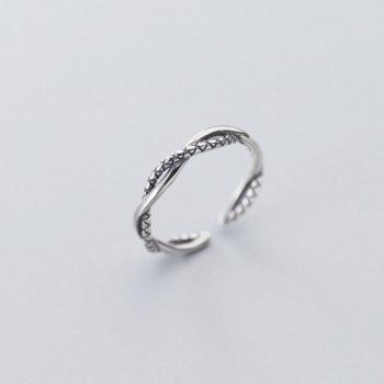 Echt 925 Sterling Silber Einstellbarer Ring im Vintage-Stil für Damen