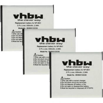 Batteries VHWB 600 mAh, modèle NP‑BN1, pour Sony Cyber‑Shot WX220 (3×)