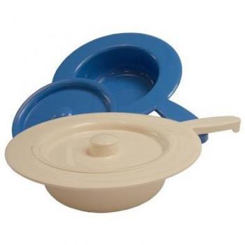 Creme‑Farb‑Stechbecken aus Kunststoff, 31 cm, mit Deckel und Griff – 1 Stück