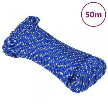 Corde de bateau 50 m 4 mm Bleu Polypropylène