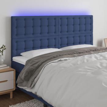 Cabecero con luces LED integradas en tela azul