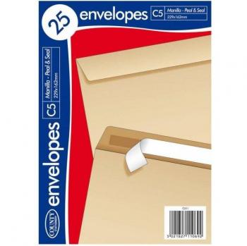 County Stationery C5 Manila Envelop met Zelfklevende Sluiting (25 stuks) 229mm bruin