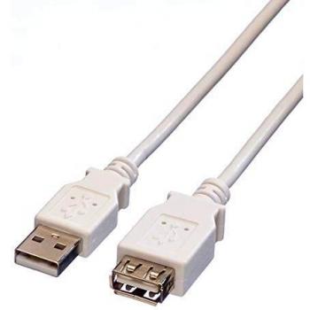 Value USB-Kabel USB 2.0, USB-A Stecker auf USB-A Buchse, 3 m, weiß