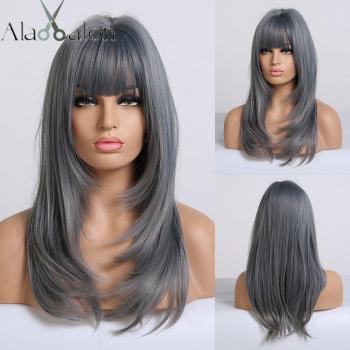 ALAN EATON Lolita Cosplay Long Wavy Ombre Brown Red Wig