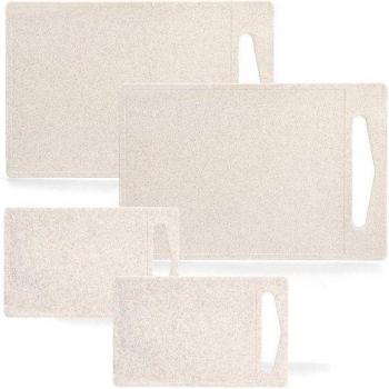 Schneidebrett ZELLER PRESENT – beige, 4‑teiliges Set, Kunststoff/Weizenstroh