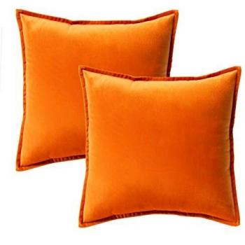 Bedsure Velvet Cushion Cover Set 2 Pack Orange 40cm x 40cm