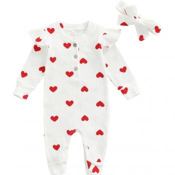 Vêtements Ma & Baby pour bébé fille 0-18 mois, combinaison imprimée cœur, manches longues, automne et printemps, D35