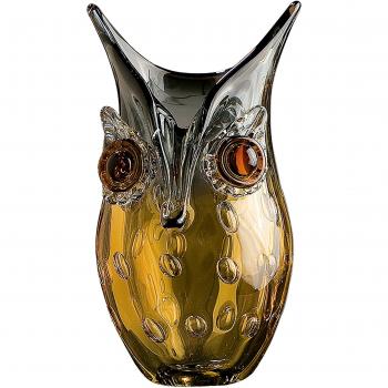 GILDE Dekovase Glasart Vase Eule (BxHxL) 12,5 cm x 23 cm x 12 cm amber grau mund