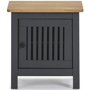 Table de nuit décor gris anthracite en bois de pin