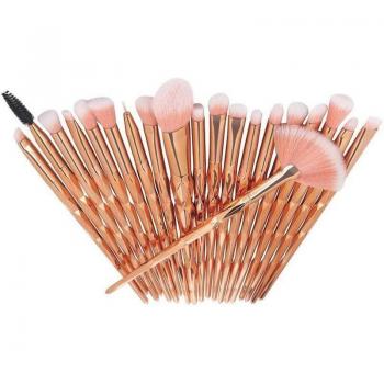 20PCS Crystal Rose Gold Makeup Brush Essentials