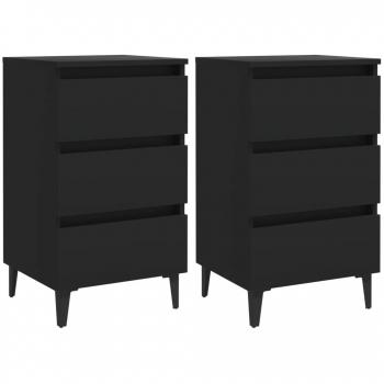 Comodino con Gambe in Metallo 2 pz Nero 40x35x69 cm cod mxl 30966