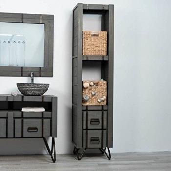 Columna de baño Loft Wanda Collection 190 cm gris de madera y metal