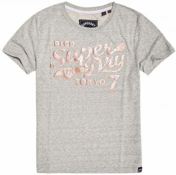 Superdry Tokyo 7 T-shirt Femme Texturé Foil Entrée, Gris (Grey Heather Wx2), Small