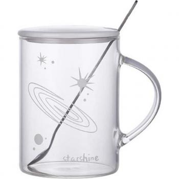Tasse de Petit Déjeuner en Verre avec Couvercle
