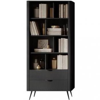 Scaffale Kingston AC103 con Cassetti, Grafite, Aperti, MDF e Truciolare Laminato, 194x88x38cm