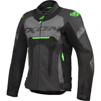 Blouson cuir moto Ixon Jackal Noir-Anthracite-Vert