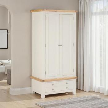 Windsor 190cm Natural Double Door Wardrobe with Single Drawer (Partially Assembled)