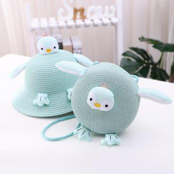 Baby Girls Sun Hat with Straw Bag