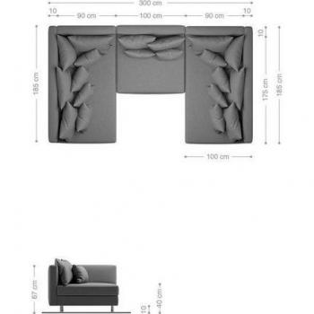 Module de Salon Clovis Tissu Gris