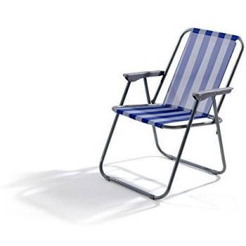 Sedia da Spiaggia Pieghevole Bianca e Blu