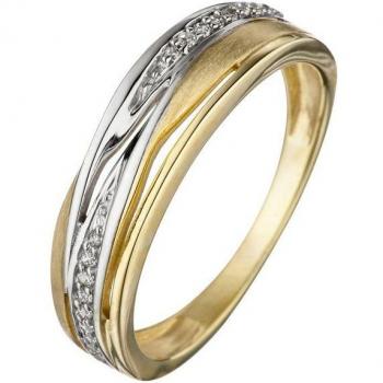 Goldring JOBO Gr. 60 – Gelbgold 333, Bicolored mit 6 Zirkonia