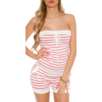 Hotpants Overall im Bandeau‑Design, gestreift – S/M