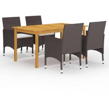 Juegos de muebles de comedor de jardín 5 piezas marrón