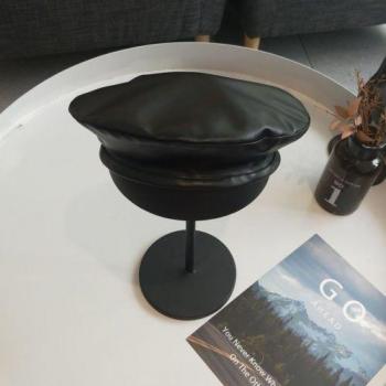 PU Leather Flat Beret Cap